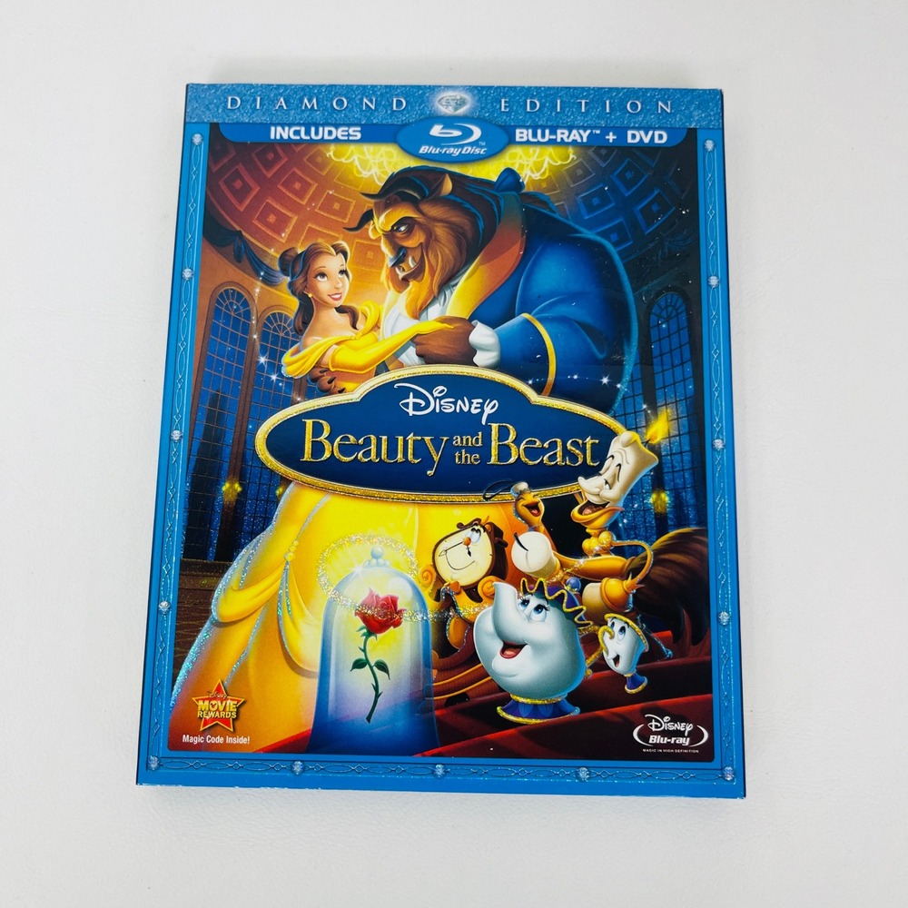 Disney Beauty and the Beast Blu-ray DVD Diamond Edition 3-Disc Combo Excellent